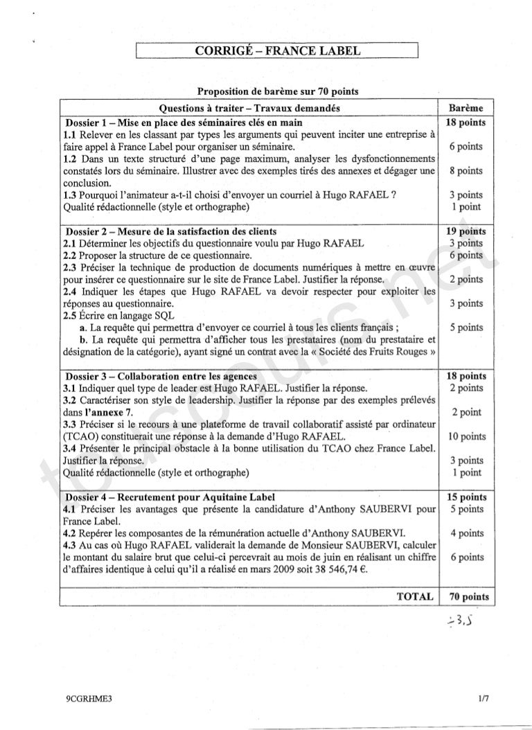 étude De Cas Grh Avec Corrigé Pdf Gratuit