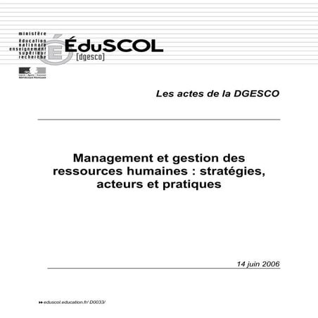 Management et gestion des ressources humaines : stratégies, acteurs et pratiques