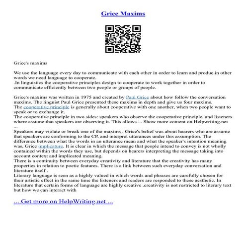 Grice Maxims | PDF | Entertainment