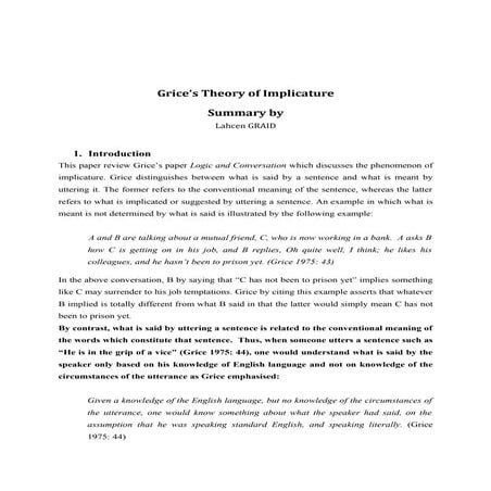 Grice's theory of conversational implicature