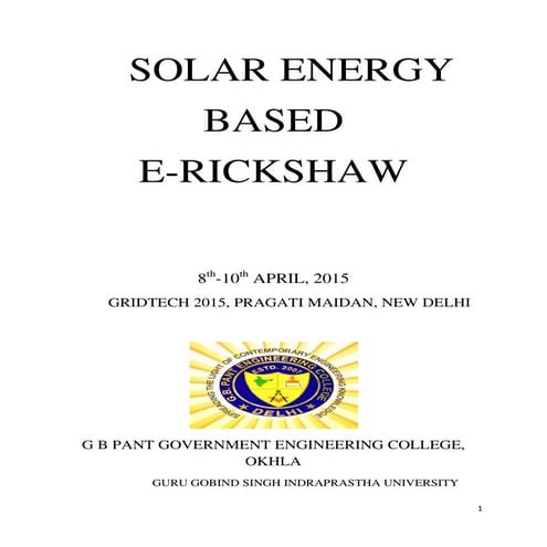 Solar Energy assisted E-Rickshaw