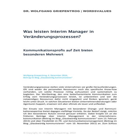 Was leisten Interim Manager in Veränderungsprozessen?