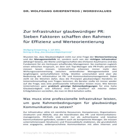 Zur Infrastruktur glaubwürdiger PR 