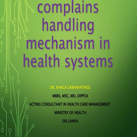 Grievance handling mechanisms in health systems