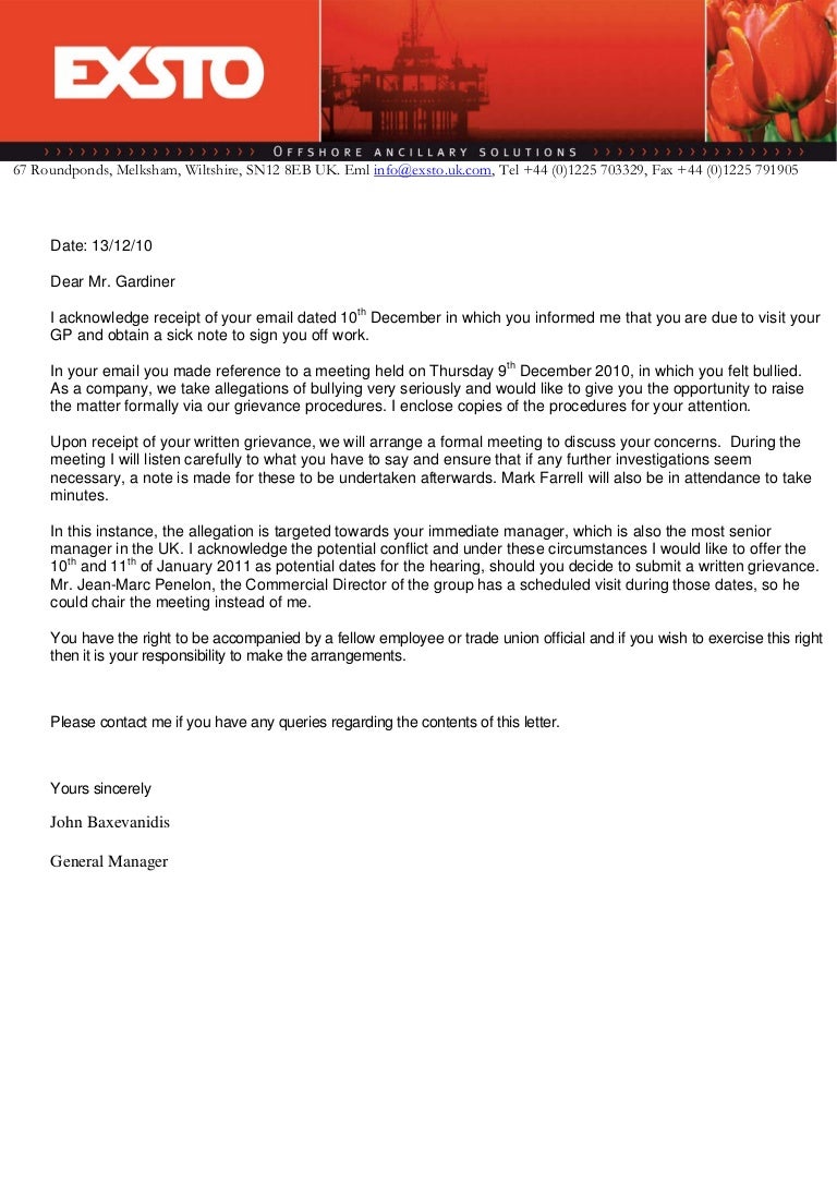 Employer Grievance Invitation