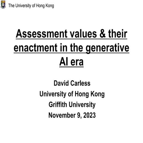 Assessment values & their enactment in the generative AI era