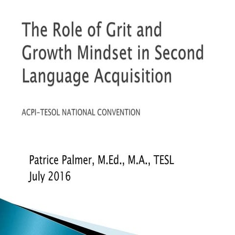 The Role of Grit and Growth Mindset in Second Language Acquisition