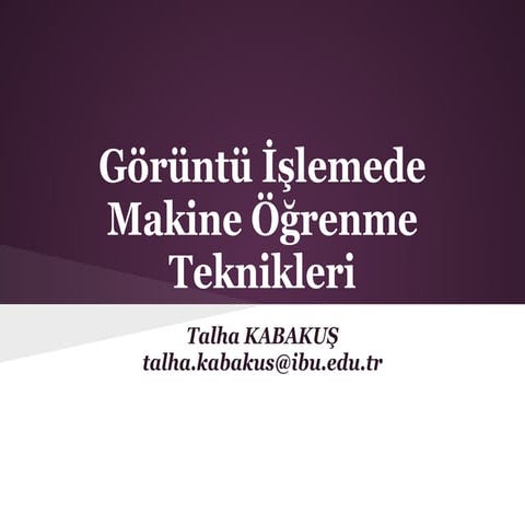 Görüntü i̇şlemede makine öğrenme teknikleri