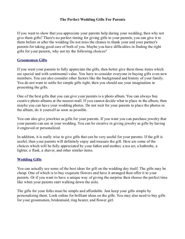 sentimental wedding gifts for parents