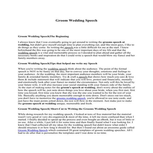 Groom wedding speech. | PDF