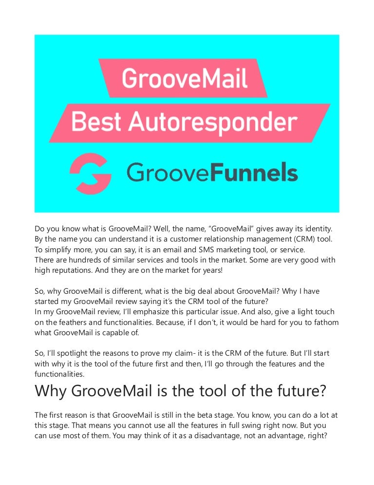 Groove mail crm tool of the future
