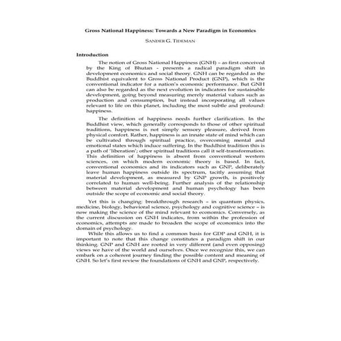 Gross national happiness a new paradigm