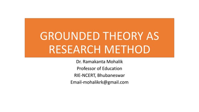 Grounded Theory as Research Method