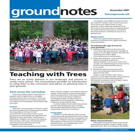 Teaching with Trees: Outdoors Learning at School Grounds