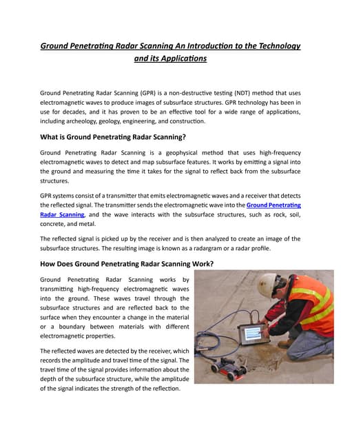 Ground Penetrating Radar (GPR) | PPTX