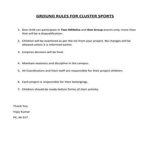Ground rules for cluster sports (1) | DOCX