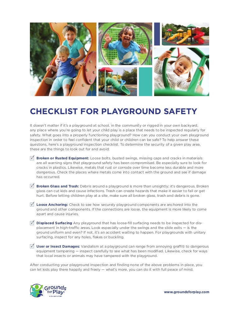 Checklist for Playground Safety