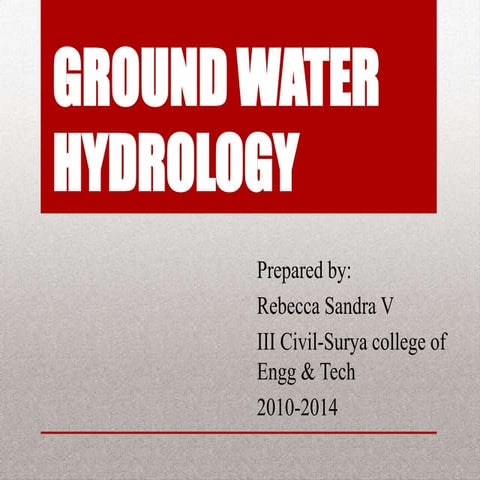 Ground water hydrology | PPTX