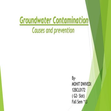 Groundwater Contamination and prevention