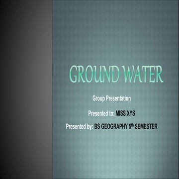 Ground water| Facts of Ground water