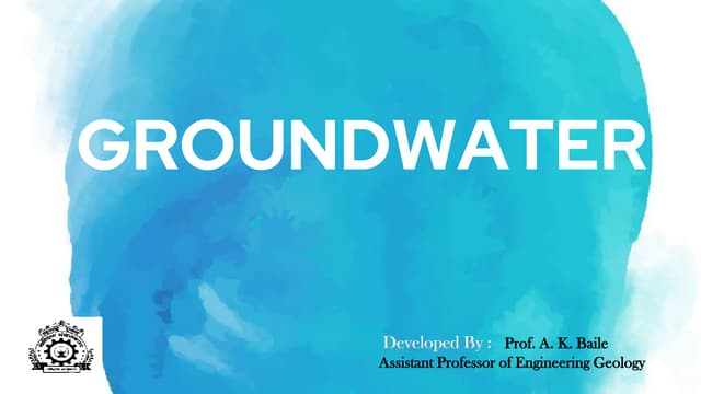 Groundwater: Hydrogeology
