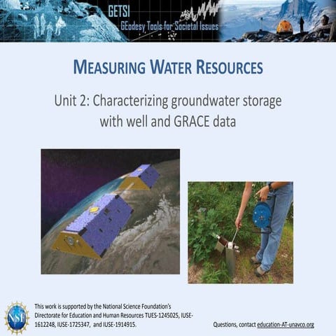 Presentation: Unit 2 Measuring Groundwater Background Information