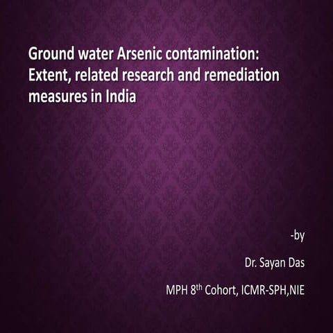 Ground water Arsenic Contamination in India