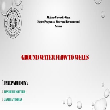Chapter 5 Fetter Ground water flow to wells