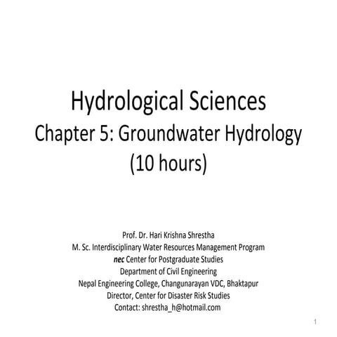 Groundwater hydrology