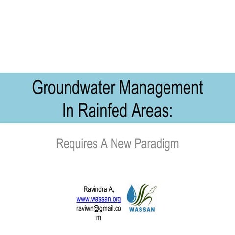 Groundwater Management: Experiences of WASSAN