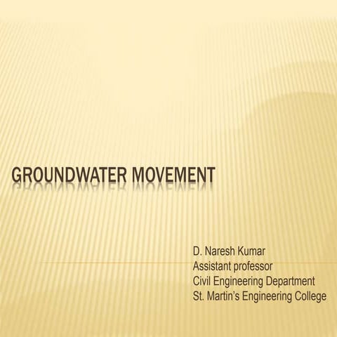 Groundwater movement Hydraulics, Darcy's law