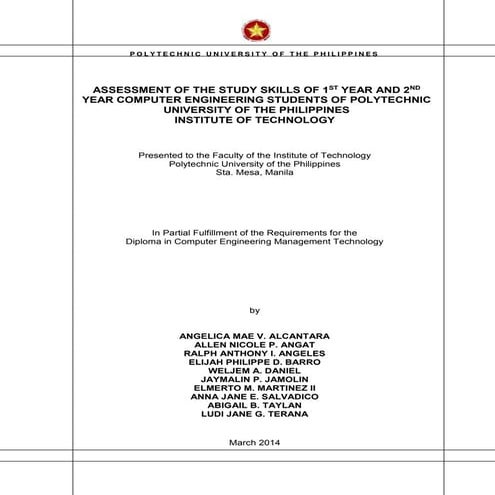 A THESIS - Assessment of the Levels of Study Skills of Computer Engineering S...