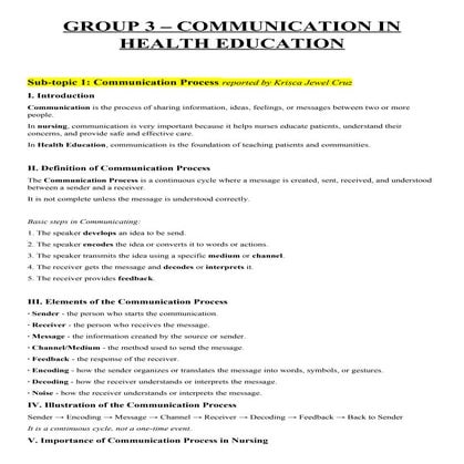 NCM 102: Communication in Health Education | DOCX