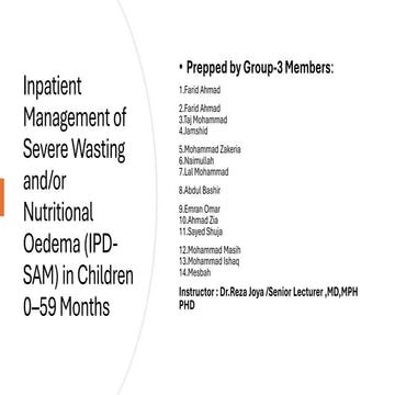 Comprehensive Inpatient Management of Severe Acute Malnutrition (SAM ...