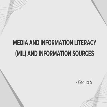 Media and information literacy and information sources | PDF
