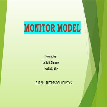 MONITOR MODEL by Stephen Krashen a theory of linguistics