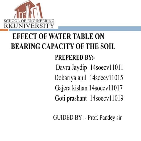 Case study on effect of water table on bearing capacity