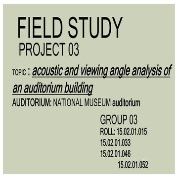 acoustic and viewing angle analysis of an auditorium building