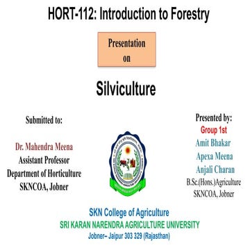 Silviculture , objective of silviculture,types of forest in india , function ...