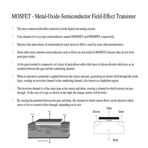 MOSFET presentation(MOSFET, FET, BJT, Transistor)