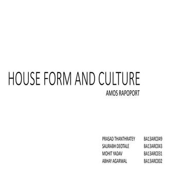 A review of the House, Form and Culture by Amos Rapoport 
