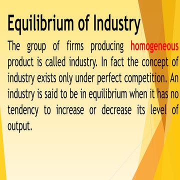 Equilibrium of Industry