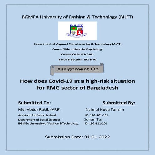 How does Covid-19 at a high-risk situation for RMG sector of Bangladesh ...