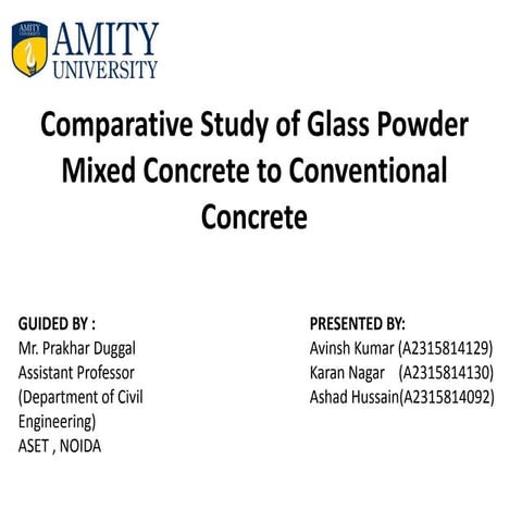PPT ON Glass powder and GGBS Mix concrete