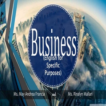 English for specific purposes: BUSINESS ENGLISH