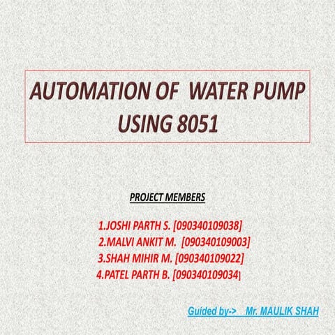 automation of waterpump using 8051 microcontroller