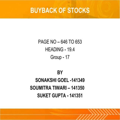 Buyback of Stocks