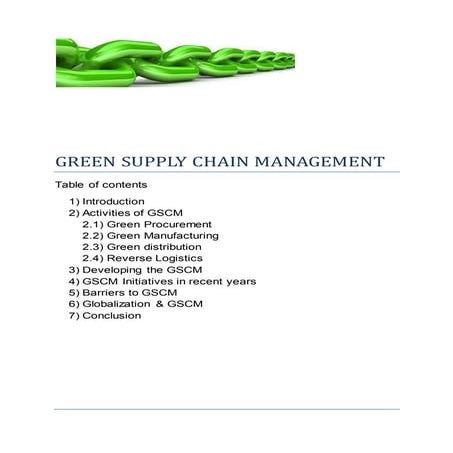 Green supply chain assignment