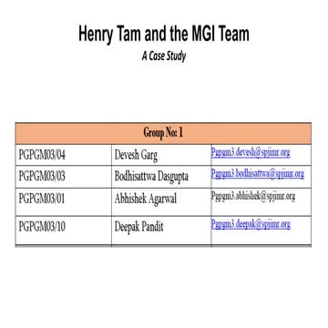Henry Tam and the MGI Team