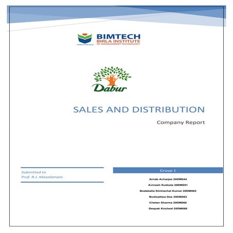 Sales & Distribution report on Dabur